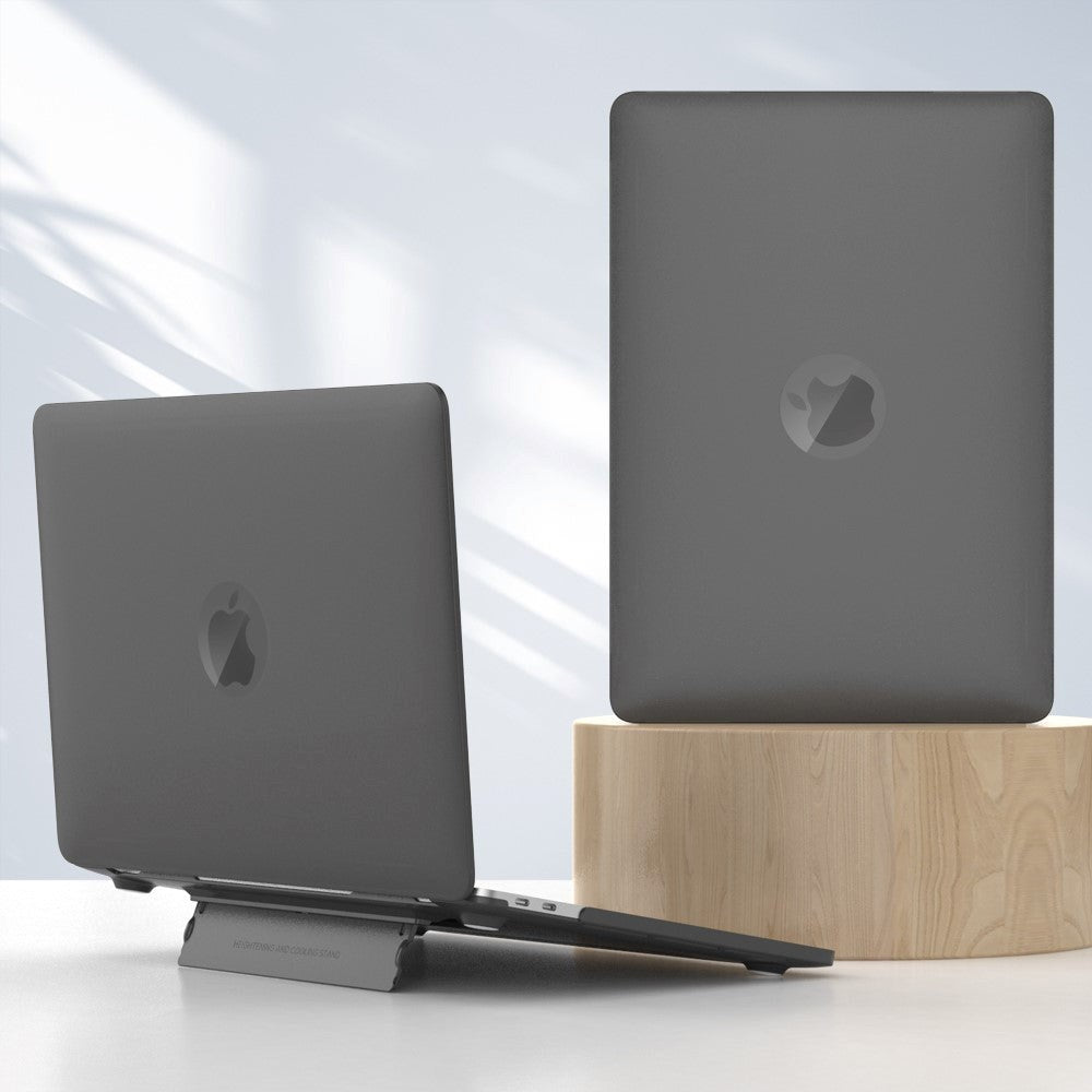 MacBook Pro 14 M5/M4/M3/M2/M1 (2026-2021) Plastik Cover m. Ståfunktion - Frosted Svart