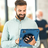 EIDERWOOD iPad Air 11-10.9" (2026-2020) / Pro 11" (2022-2018) Håndverksdeksel med Beskyttelsesfilm og Håndholder - Blå