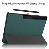 Samsung Galaxy Tab S9 Ultra Tri-Fold Skinn Deksel m. Stativfunksjon - Grønn