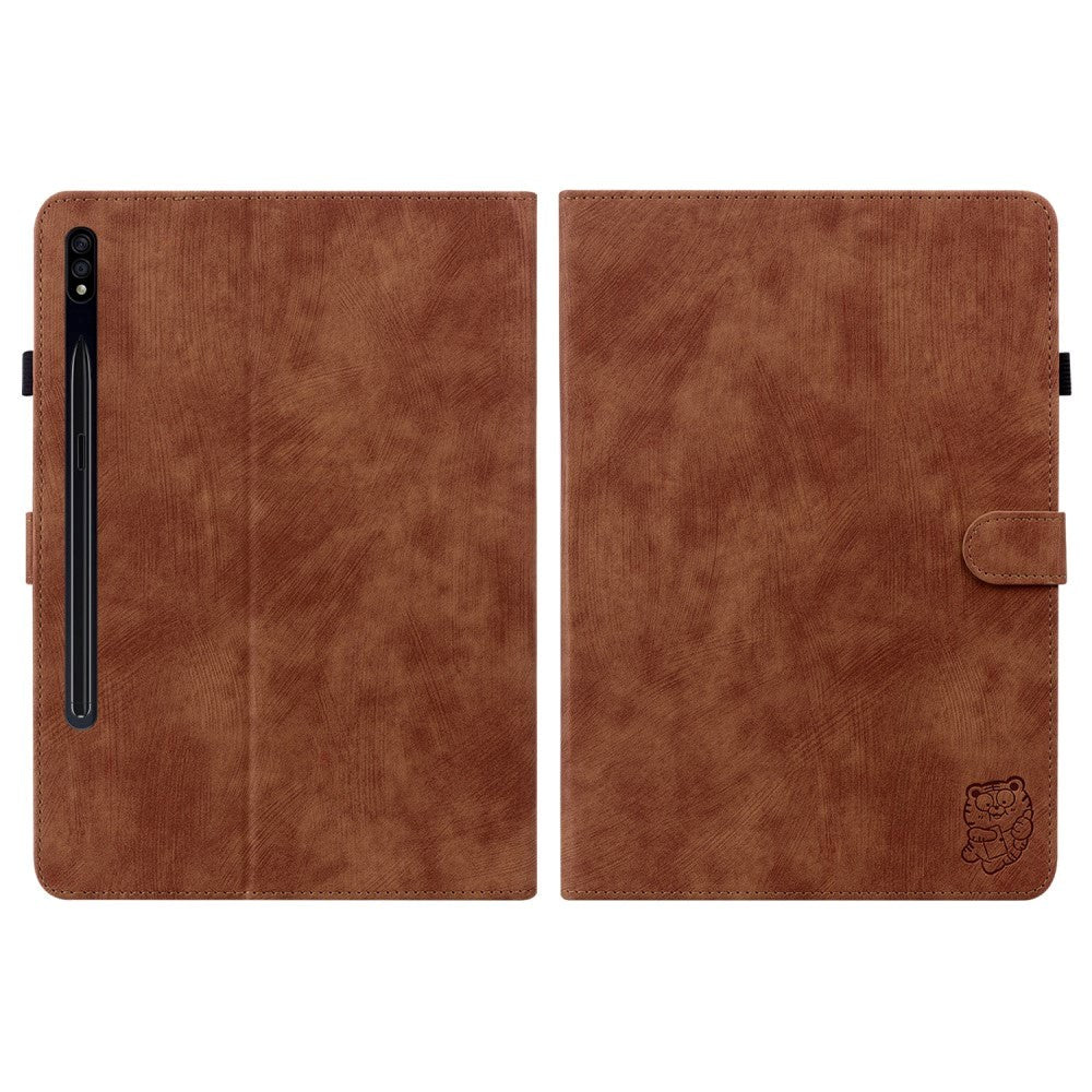 Samsung Galaxy Tab S9 Skinndeksel med stativfunksjon og kortholder - Brun