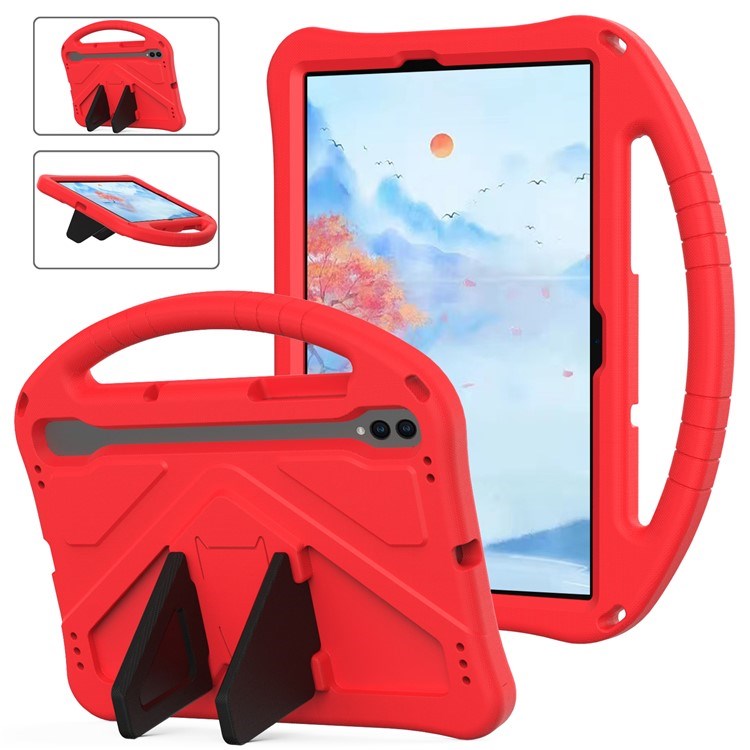 EIDERWOOD Samsung Galaxy Tab S9 / S8 / S7 Barnevennlig Deksel m. Håndtak & Ståfunksjon - Rød