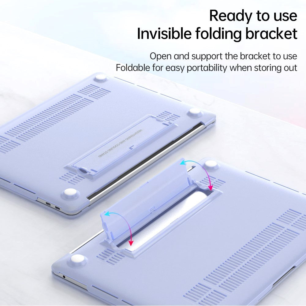 MacBook Air 15" M5/M4/M3/M2 (2026-2023) Plastdeksel med Stativfunksjon - Frosted Svart