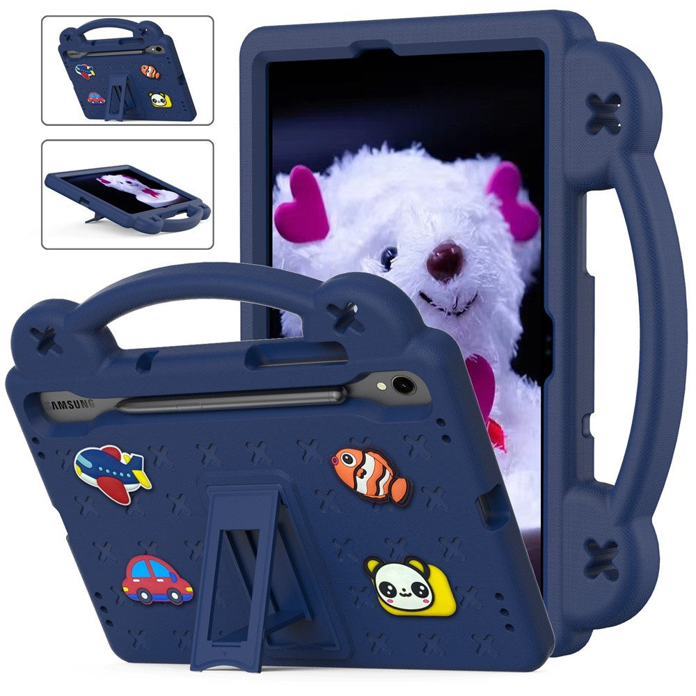 EIDERWOOD Samsung Galaxy Tab S11 / S10 Lite / S10 FE / S9 FE / S9 / S8 / S7 Barnedeksel med Stativ & Håndholder - Mørk Blå