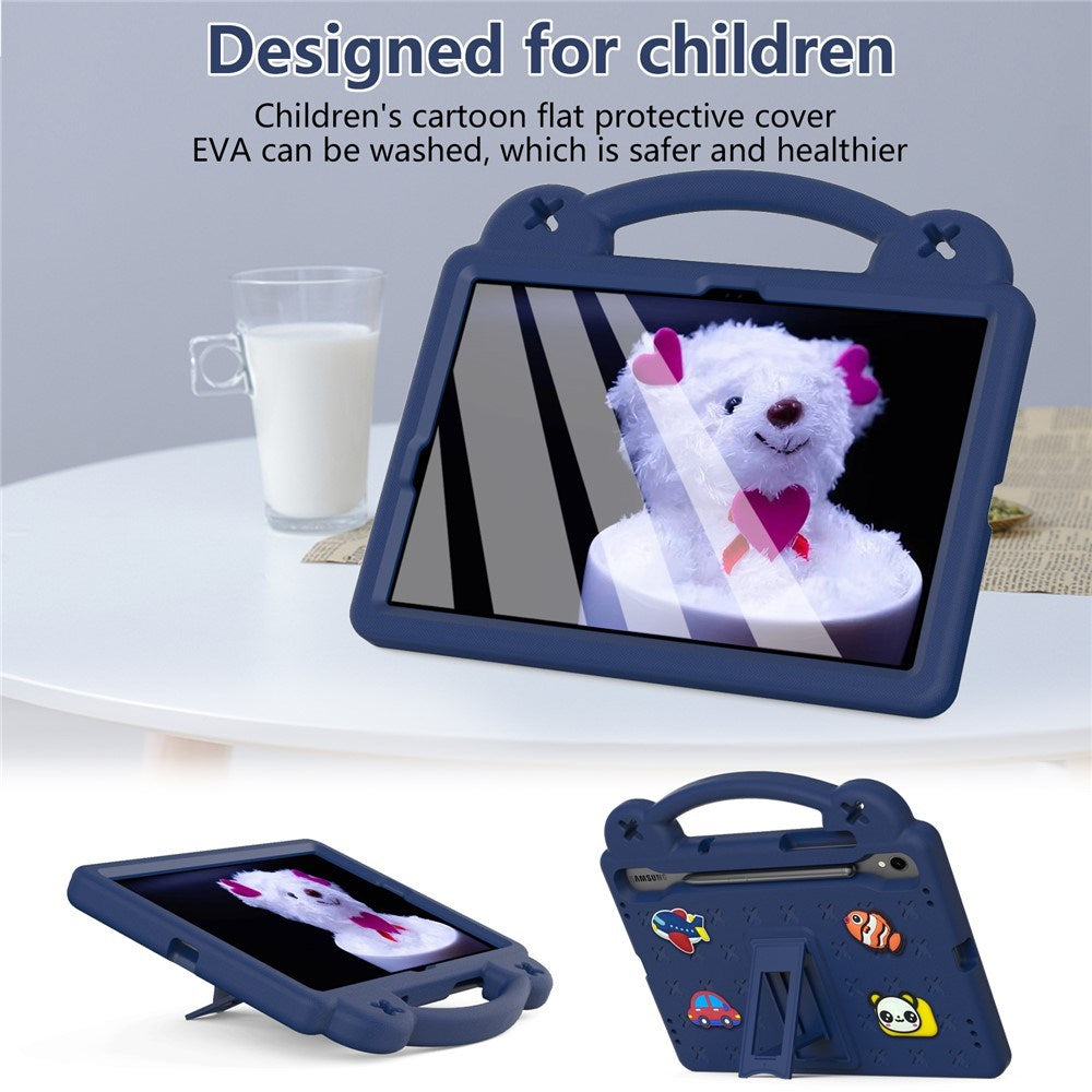EIDERWOOD Samsung Galaxy Tab S11 / S10 Lite / S10 FE / S9 FE / S9 / S8 / S7 Barnedeksel med Stativ & Håndholder - Mørk Blå