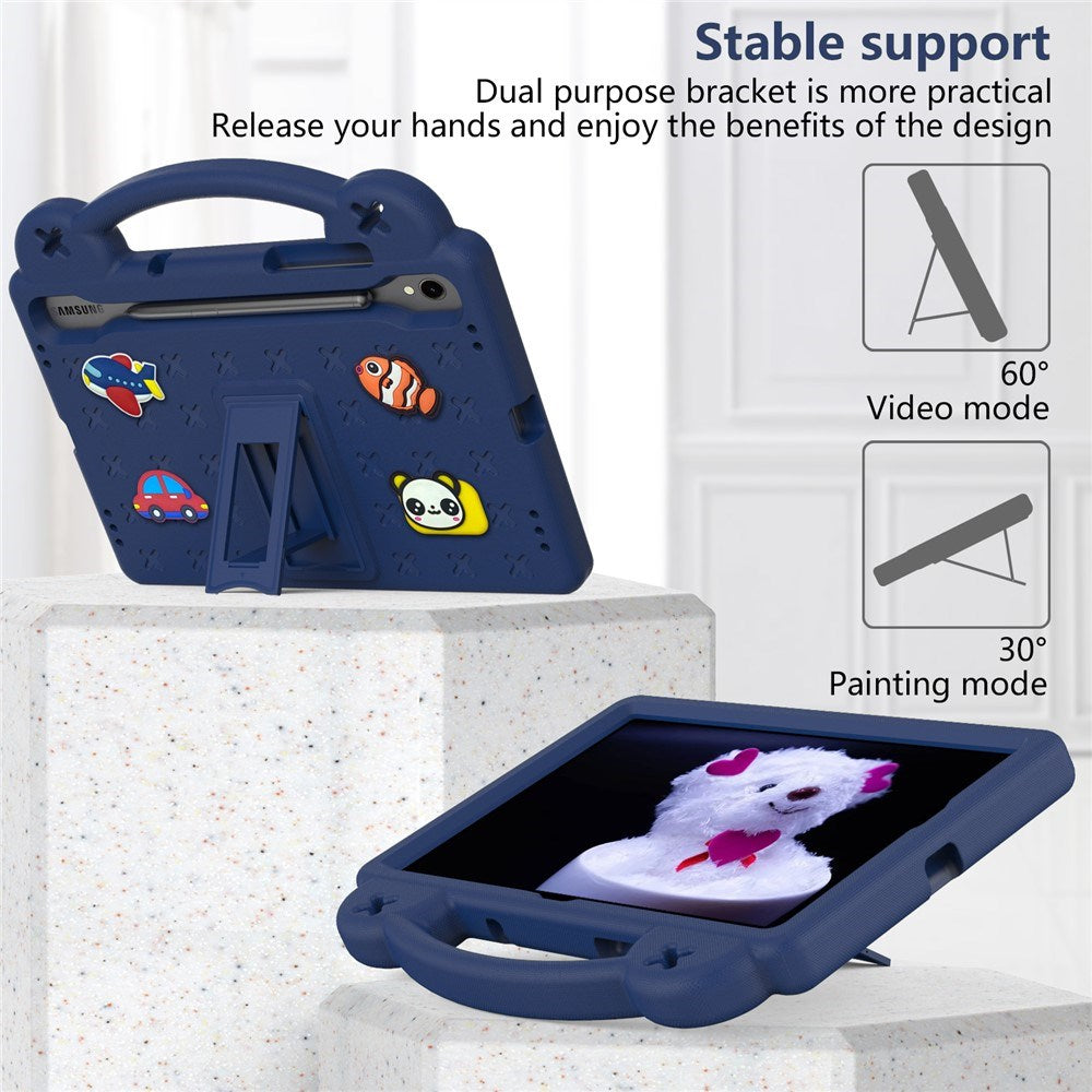 EIDERWOOD Samsung Galaxy Tab S11 / S10 Lite / S10 FE / S9 FE / S9 / S8 / S7 Barnedeksel med Stativ & Håndholder - Mørk Blå