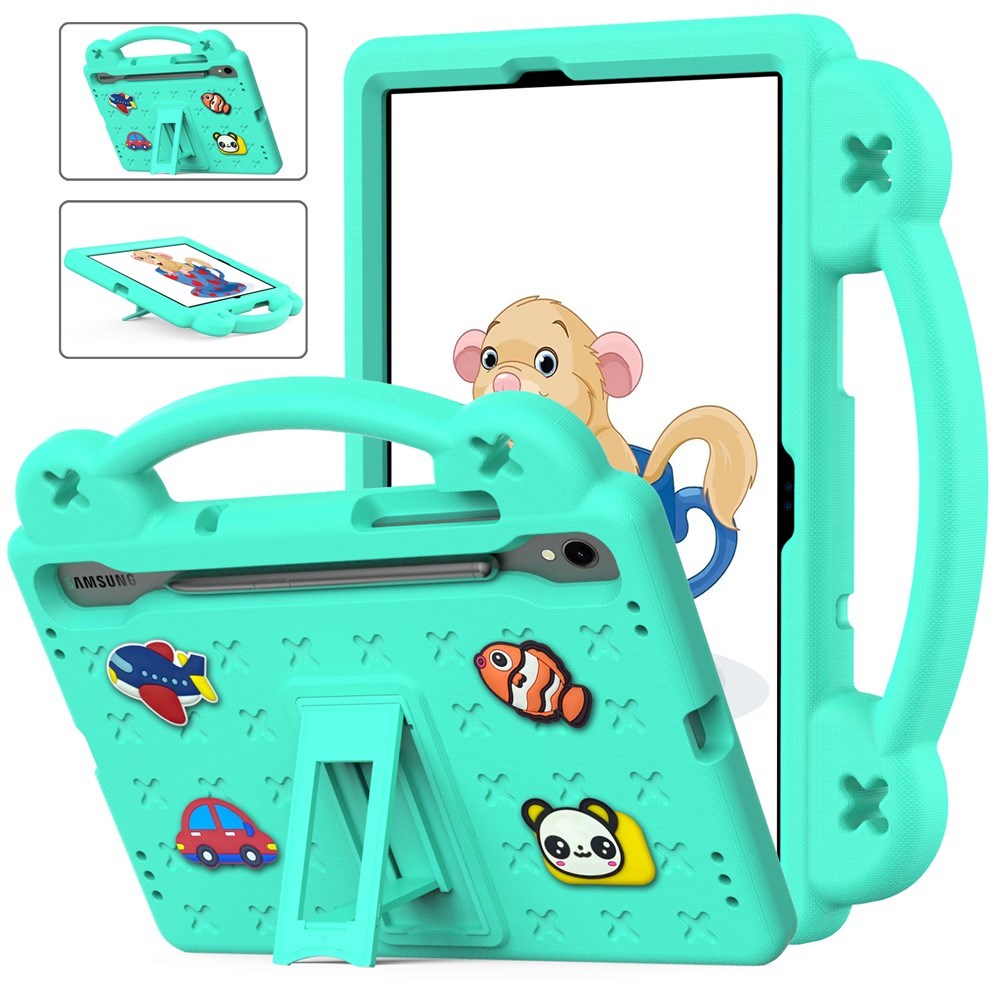 EIDERWOOD Samsung Galaxy Tab S11 / S10 Lite / S10 FE / S9 FE / S9 / S8 / S7 Barnedeksel med Stativ & Håndholder - Turkis