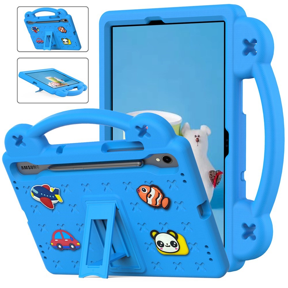 EIDERWOOD Samsung Galaxy Tab S11 / S10 Lite / S10 FE / S9 FE / S9 / S8 / S7 Barnedeksel med Stativ & Håndholder - Blå