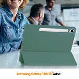 Samsung Galaxy Tab S10 FE / S9 FE Magnetisk Tri-Fold Skinn Deksel m. Stativfunksjon - Grønn