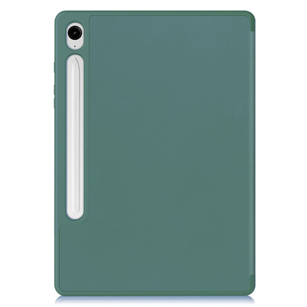 Samsung Galaxy Tab S10 FE / S9 FE Magnetisk Tri-Fold Skinn Deksel m. Stativfunksjon - Grønn