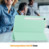 Samsung Galaxy Tab S10 FE / S9 FE Magnetisk Tri-Fold Skinn Deksel m. Stativfunksjon - Mintgrønn