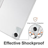 EIDERWOOD Xiaomi Redmi Pad SE Tri-fold Skinn Stand Deksel m. Gjennomsiktig Bakside - Grå