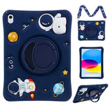 iPad 11" (2025) / iPad 10.9" (2024/2022) Barne Deksel - Astronaut Deksel m. Stativ & Skulderstropp - Mørke Blå