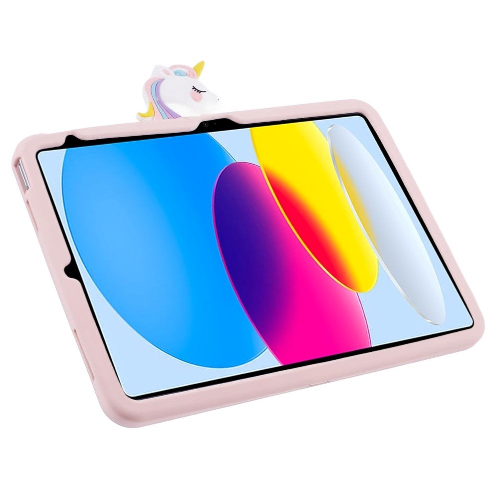 iPad 11" (2025) / iPad 10.9" (2024/2022) Barne Deksel m. Stativfunksjon & Cartoon - Rosa