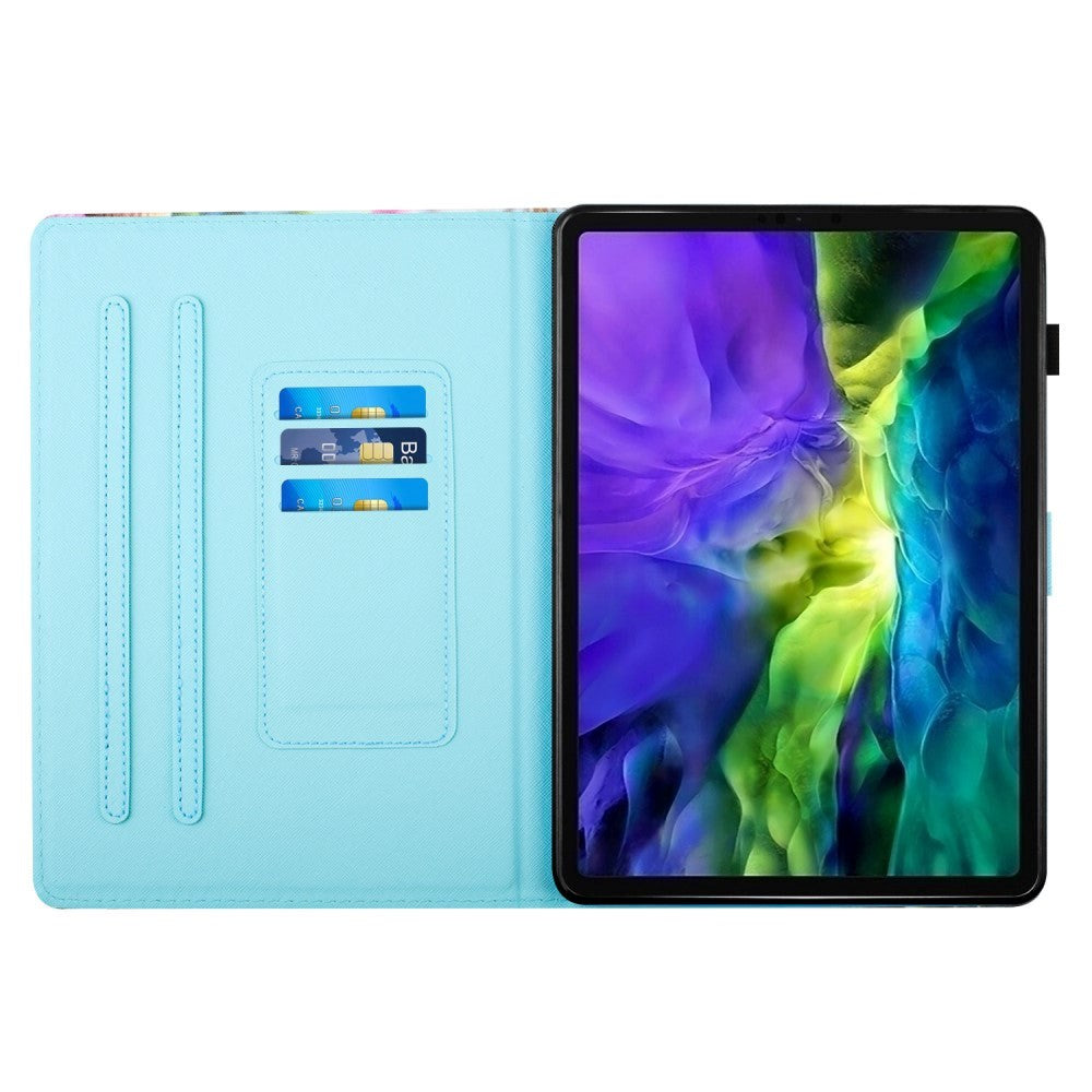 iPad 11" (2025) / iPad 10.9" (2024/2022) Kunstskinn Deksel m. Stativfunksjoner & Kortholder - Katt