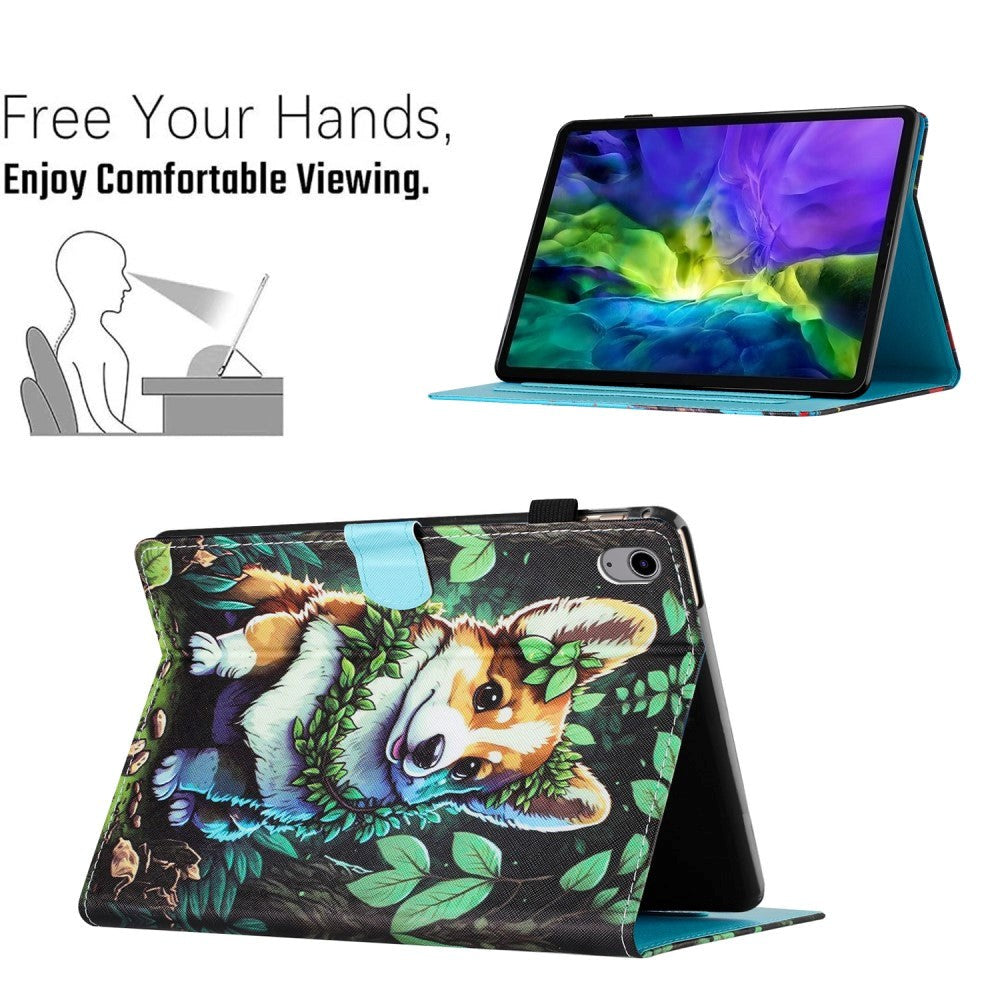 iPad 11" (2025) / iPad 10.9" (2024/2022) Kunstskinn Deksel m. Stativfunksjoner & Kortholder - Corgi