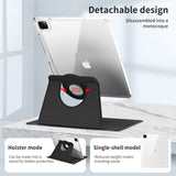 iPad Pro 12.9" (2022 / 2021 / 2020 / 2018) 2 i 1 Hybrid Flip Deksel m. Pennholder og Kameralinsebeskytter - Svart / Gjennomsiktig