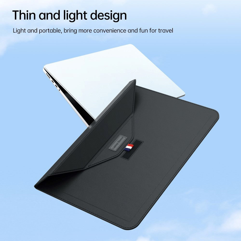 Bærbar/MacBook-Sleeve 13-14" (32 x 24 cm) m. Tri-fold Stativfunksjon - Svart