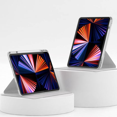 iPad Air 11-10.9" (2026-2020) / Pro 11" (2022-2018) Hybrid Flip Deksel m. Pennholder og Kameralinsebeskytter - Grå / Gjennomsiktig