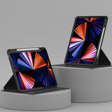 iPad Air 11-10.9" (2026-2020) / Pro 11" (2022-2018) Hybrid Flip Deksel m. Pennholder og Kameralinsebeskytter - Svart / Gjennomsiktig
