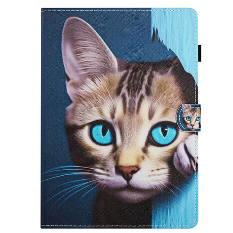 iPad 11" (2025) / iPad 10.9" (2024/2022) Kunstskinn Deksel m. Stativfunksjoner & Kortholder - Katt