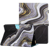 iPad 11" (2025) / iPad 10.9" (2024/2022) Kunstskinn Deksel m. Stativfunksjoner & Kortholder - Svart / Gull Marmor