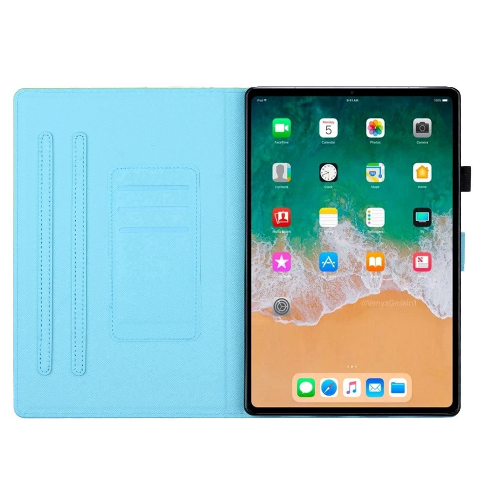 iPad 11" (2025) / iPad 10.9" (2024/2022) Kunstskinn Deksel m. Stativfunksjoner & Kortholder - Svart / Gull Marmor
