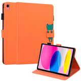 iPad 11" (2025) / iPad 10.9" (2024/2022) Flip Deksel i Skinn med Dyremotiv - Oransje