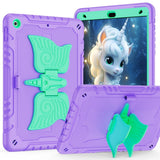 EIDERWOOD iPad 10,2" (2021 / 2020 / 2019) Unicorn Kickstand Barnedeksel - Lilla / Grønn
