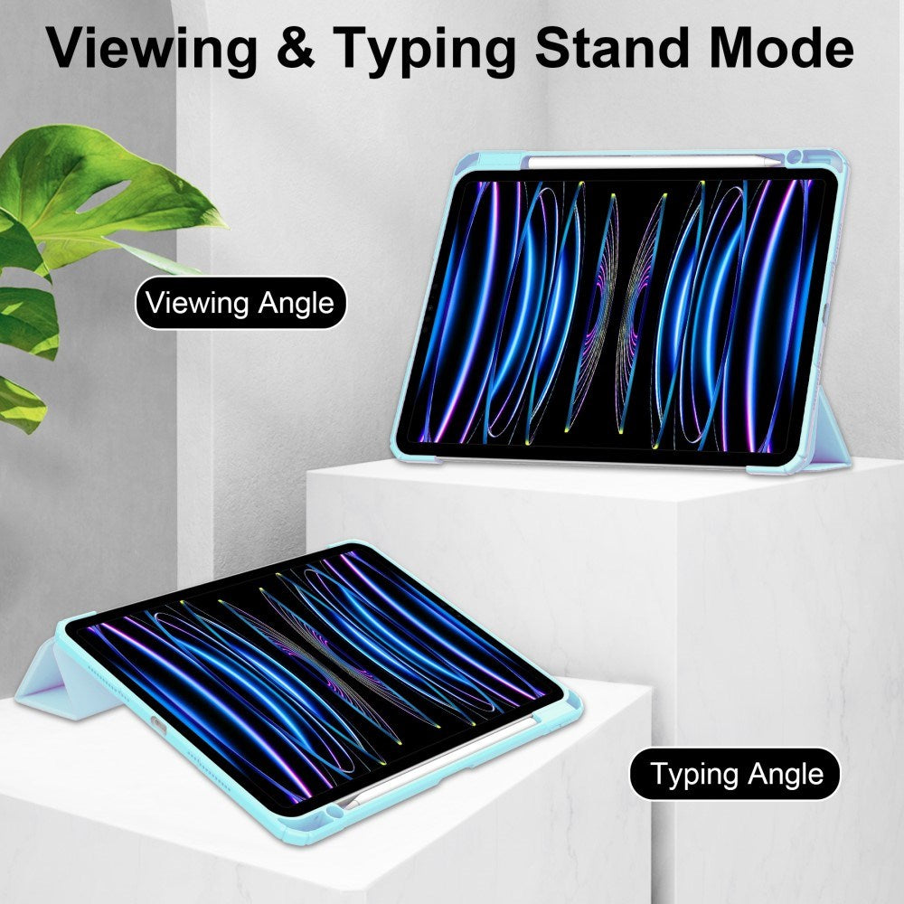 EIDERWOOD iPad Pro 11" (2025 / 2024) Hybrid Flip Deksel med Pennholder - Lys Blå og Gjennomsiktig