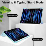 EIDERWOOD iPad Pro 11" (2025 / 2024) Hybrid Flip Deksel med Pennholder - Lys Blå og Gjennomsiktig