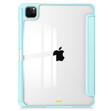 EIDERWOOD iPad Pro 11" (2025 / 2024) Hybrid Flip Deksel med Pennholder - Lys Blå og Gjennomsiktig