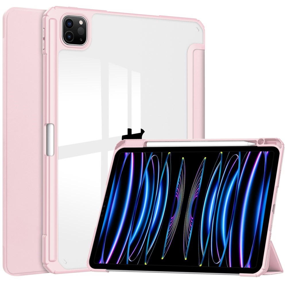 EIDERWOOD iPad Pro 11" (2025 / 2024) Hybrid Flip Deksel med Pennholder - Pink og Gjennomsiktig