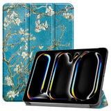 EIDERWOOD iPad Pro 11" (2025 / 2024) Tri-Fold Deksel i Kunstskinn med Sleep-Funksjon - Blomstergrener