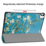 EIDERWOOD iPad Pro 11" (2025 / 2024) Tri-Fold Deksel i Kunstskinn med Sleep-Funksjon - Blomstergrener