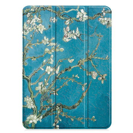EIDERWOOD iPad Pro 11" (2025 / 2024) Tri-Fold Deksel i Kunstskinn med Sleep-Funksjon - Blomstergrener