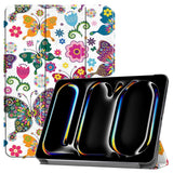 EIDERWOOD iPad Pro 11" (2025 / 2024) Tri-Fold Deksel i Kunstskinn med Sleep-Funksjon - Sommerfugler