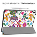 EIDERWOOD iPad Pro 11" (2025 / 2024) Tri-Fold Deksel i Kunstskinn med Sleep-Funksjon - Sommerfugler
