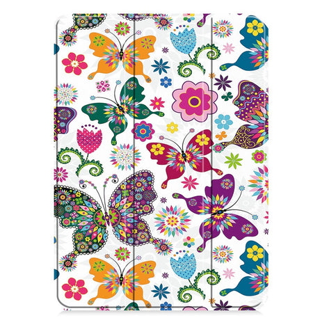 EIDERWOOD iPad Pro 11" (2025 / 2024) Tri-Fold Deksel i Kunstskinn med Sleep-Funksjon - Sommerfugler