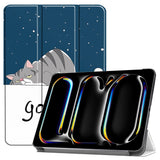 EIDERWOOD iPad Pro 11" (2025 / 2024) Tri-Fold Deksel i Kunstskinn med Sleep-Funksjon - Katt