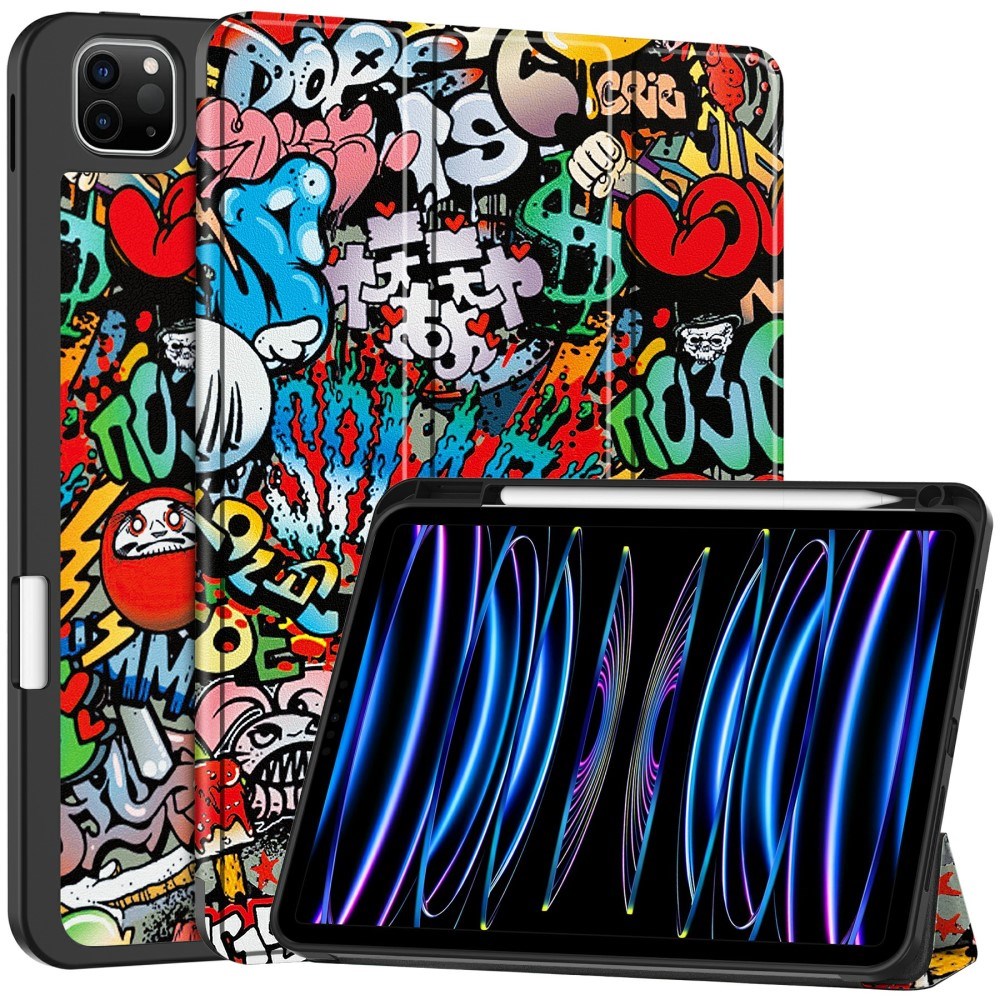 EIDERWOOD iPad Pro 11" (2025 / 2024) Tri-Fold Kunstskinn Flip Deksel m. Våkne / Sove Funksjon - Graffiti