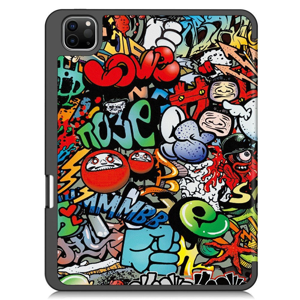 EIDERWOOD iPad Pro 11" (2025 / 2024) Tri-Fold Kunstskinn Flip Deksel m. Våkne / Sove Funksjon - Graffiti