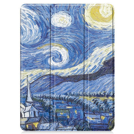 EIDERWOOD iPad Pro 11" (2025 / 2024) Tri-Fold Kunstskinn Flip Deksel m. Våkne / Sove Funksjon - Maleri