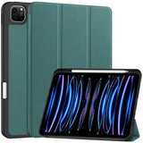 EIDERWOOD iPad Pro 11" (2025 / 2024) Tri-Fold Kunst Skinn Deksel med Apple Pencil Holder - Grønn