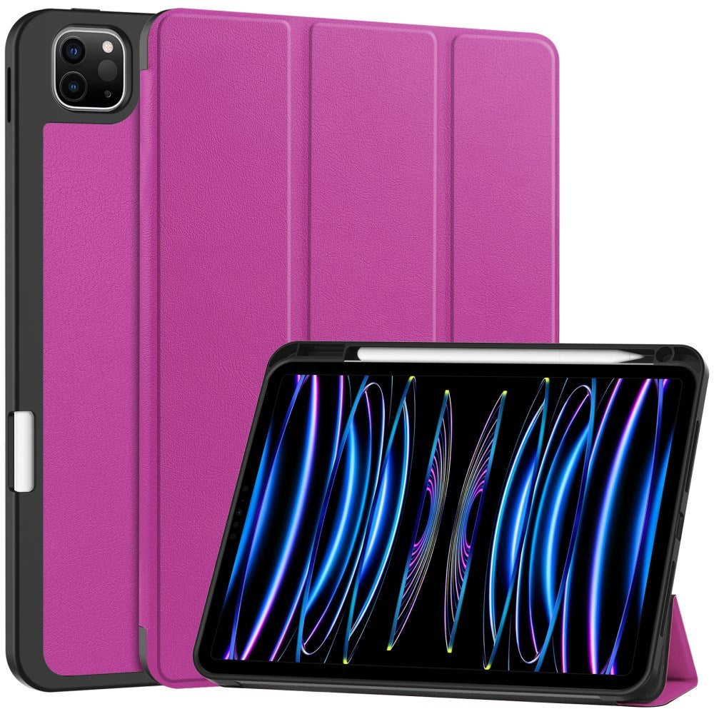 EIDERWOOD iPad Pro 11" (2025 / 2024) Tri-Fold Kunst Skinn Deksel med Apple Pencil Holder - Lilla