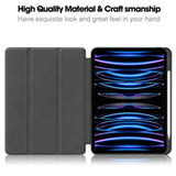 EIDERWOOD iPad Pro 11" (2025 / 2024) Tri-Fold Kunst Skinn Deksel med Apple Pencil Holder - Blå