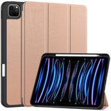 EIDERWOOD iPad Pro 11" (2025 / 2024) Tri-Fold Kunst Skinn Deksel med Apple Pencil Holder - Rose Gold