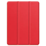 EIDERWOOD iPad Pro 11" (2025 / 2024) Tri-Fold Kunst Skinn Deksel med Apple Pencil Holder - Rød