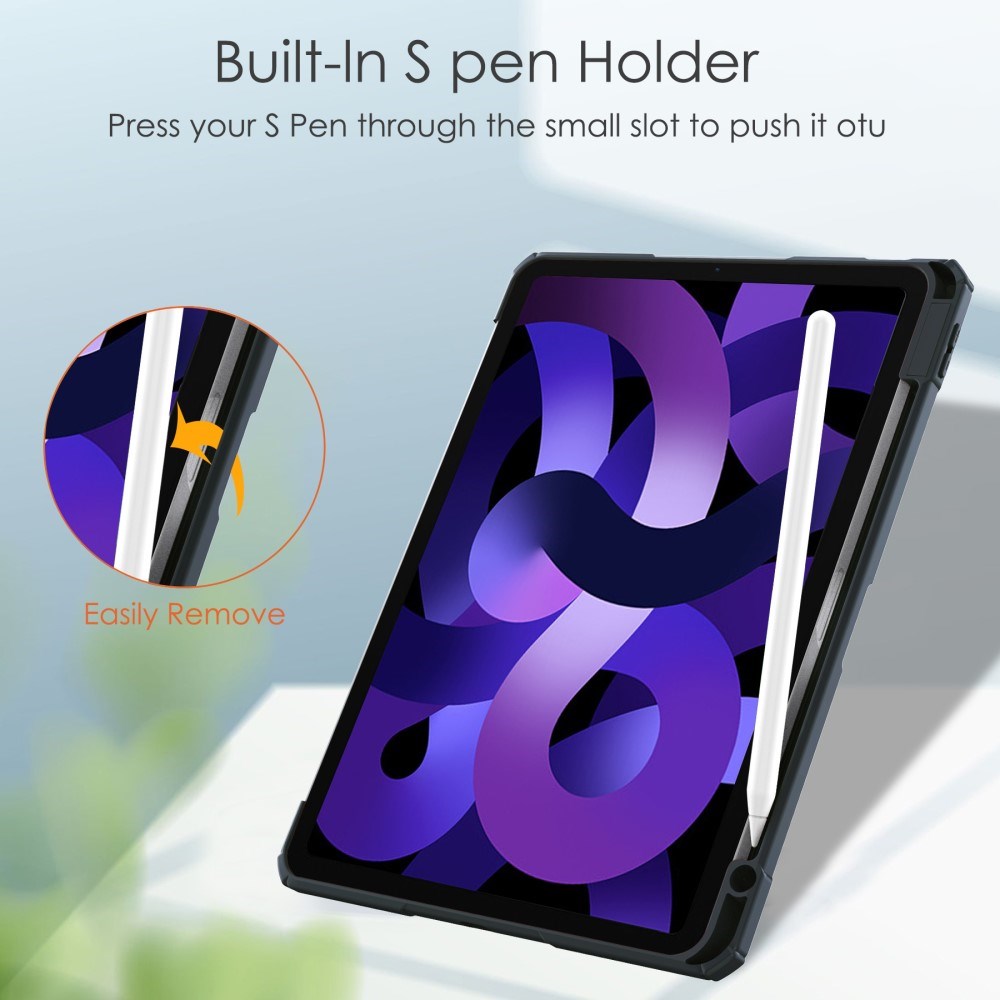 EIDERWOOD iPad Air 11" (2026 / 2025 / 2024) Hybrid Flip Deksel med Pennholder - Blå og Gjennomsiktig