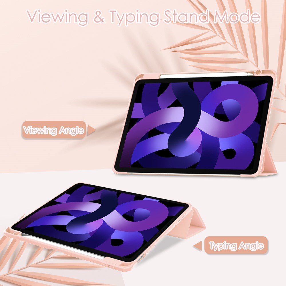 EIDERWOOD iPad Air 11" (2026 / 2025 / 2024) Hybrid Flip Deksel med Pennholder - Pink og Gjennomsiktig