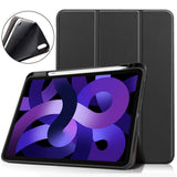 EIDERWOOD iPad Air 11" (2026 / 2025 / 2024) Litchi Tri-Fold Skinn Deksel med Apple Pencil Holder - Svart